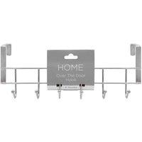 Home Chrome Accessories Over Door 6 Hook Hanger, Silver