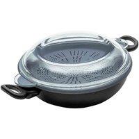 Nadiya X Prestige 4 In 1 Wok 26Cm With Glass Lid And Silicone Steamer Insert, Black