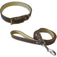 Bunty Leather Style Dog Collar And Lead - Large, Brown