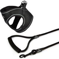 Bunty Voyage Harness X-Small Black and Clip-on Rope Lead Small Black, Black