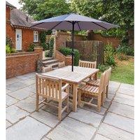 Glamhaus Garden Table Parasol With Crank Handle For Outdoors - Light Grey, Grey