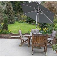 Glamhaus Garden Tilting Table Parasol For Outdoors With Crank Handle - Dark Grey, Grey