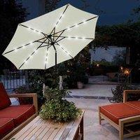 Glamhaus Garden Tilting Table Parasol For Outdoors With Solar Lights - Cream, Cream