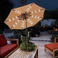 Glamhaus Garden Tilting Table Parasol For Outdoors With Solar Lights - Sand, Cream