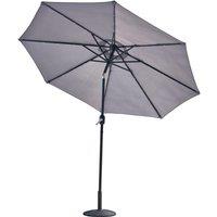Glamhaus Garden Tilting Table Parasol For Outdoors With Solar Lights - Light Grey, Grey