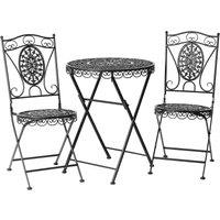 Glamhaus Garden 3 Piece Bistro Set - Catalina Black, Black