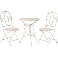 Glamhaus Garden Set 3 Piece Bistro Set - Marseille Antique White, White