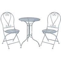 Glamhaus Garden Set 3 Piece Bistro Set - Toulouse Antique Blue, Blue