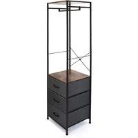 FWStyle Slimline Storage Rack With 3 Fabric Drawers, Grey
