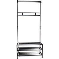 FWStyle Black Metal Storage Rack With Shoe Storage, Black