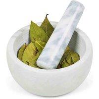 Homiu White Marble Pestle And Mortar, White