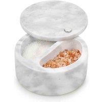 Homiu Marble 2 Compartment Condiment Set, White