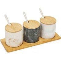 Homiu Marble Spice Jars X 3, Brown