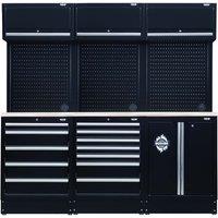 Bunker Modular Storage Combo With Stainless Steel Worktop 14 Piece , Black