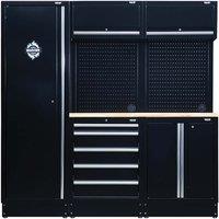 Bunker Modular Storage Combo With Hardwood Worktop 11 Piece , Black