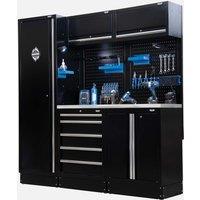 Bunker Modular Storage Combo With Stainless Steel Worktop 11 Piece , Black