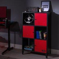 X Rocker Mesh-Tek Tall 6 Cube Unit Storage Unit Red And Black, Black