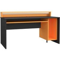 FWStyle 160Cm Wide Orange Black Gaming Desk With Leds, Black