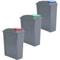 Wham Set 3 Recycle It 25L Graphite Bin & Assorted Lid, Multi