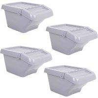 Wham Set 4 Recycle It 30L Bin & Hinged Lid Upcycle Grey, Grey