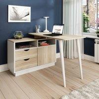 Teknik Bridge Home Office Computer Desk With Storage Sonoma Oak Effect, Brown