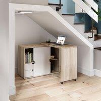 Teknik Pivot Cupboard Home Office Desk For Small Spaces, Brown