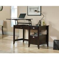 Teknik Sit Stand Home Office Desk Jamocha Wood, Brown