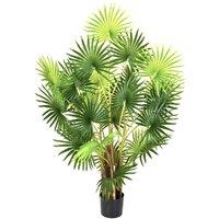 Greenbrokers Artificial Fan Finger Palm Tree In Pot 120Cm 4Ft, Green