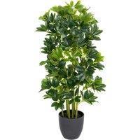 Greenbrokers Artificial Schefflera Umbrella Plant In Black Pot 95Cm 3Ft, Green