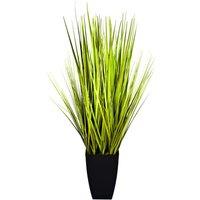 Greenbrokers Artificial Decorative Grass Plant In Black Planter 90Cm 3Ft, Green