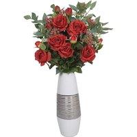 Greenbrokers Artificial Red Flower Bouquet With Roses Elderflower Berries & Greenery, Red
