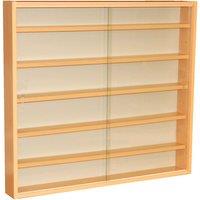 Techstyle Reveal 6 Shelf Glass Wall Collectors Display Cabinet Beech, Brown