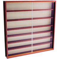 Techstyle Reveal 6 Shelf Glass Wall Collectors Display Cabinet Mahogany, Red