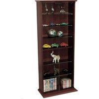 Techstyle Boston 116 Dvd 316 Cd Book Storage Shelves Glass Collectable Display Cabinet Dark Oak, Brown