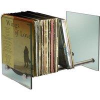 Techstyle Ghost Contemporary Glass And Steel 170 Lp Vinyl Record Storage Silver, Grey