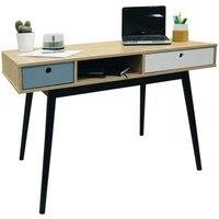 Techstyle Industrial 2 Drawer Office Computer Desk Oak Black, Brown