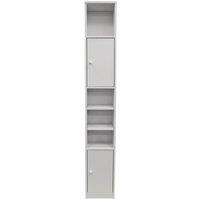 Techstyle Jamerson Large Tall Tower Storage Cupboard With Shelves White, White