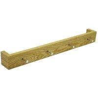 Techstyle Ellis Wood Wall Mounted 2Ft 60Cm Floating Shelf With 4 Hooks Oak, Brown