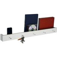 Techstyle Ellis Wall Mounted 80Cm Floating 5 Coat Hook Shelf Bathroom Storage White, White