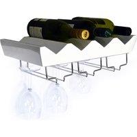 Techstyle Monterey 4 Bottle Wall Mounted Floating Wine Storage Shelf White, White