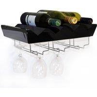 Techstyle Monterey 4 Bottle Wall Mounted Floating Wine Storage Shelf Black, Black