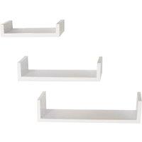 Techstyle Melody Wall Mounted Floating Gloss Display Storage Shelves Set Of 3 White, White