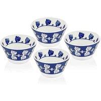 Rozi Set Of 4 Bloom Collection Mini Bowls, Blue