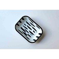 Rozi Stripe Collection Enamel Rectangular Small Roasting And Serving Dish, Black