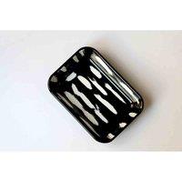 Rozi Stripe Collection Enamel Rectangular Medium Roasting And Serving Dish, Black