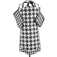 Houndstooth Apron Oven Glove And Pot Holder Set, Black
