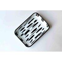 Rozi Stripe Collection Enamel Rectangular Large Roasting And Serving Dish, Black