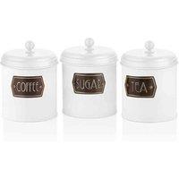 Rozi White Coffee Tea And Sugar Canister Set - 17 Cm, White