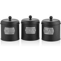 Rozi 17cm Coffee, Tea, And Sugar Canister Set - Black, Black