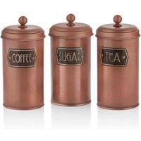 Rozi Copper Coffee Tea And Sugar Canister Set - 22 Cm, Brown